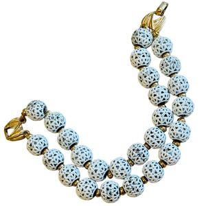 VTG Monet openwork beaded double strand Bracelet multi MCM Retro 2‎ rows 7.5"